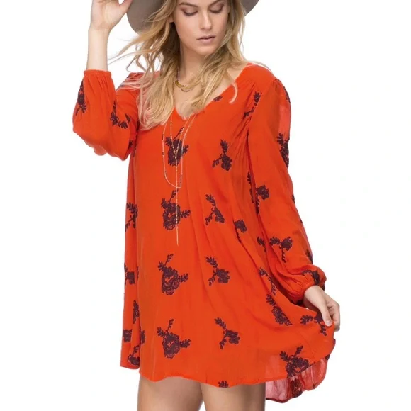 Free People Emma Austen Cotton Long Sleeve Mini Dress - Picture 1 of 10